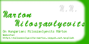 marton miloszavlyevits business card