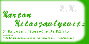 marton miloszavlyevits business card